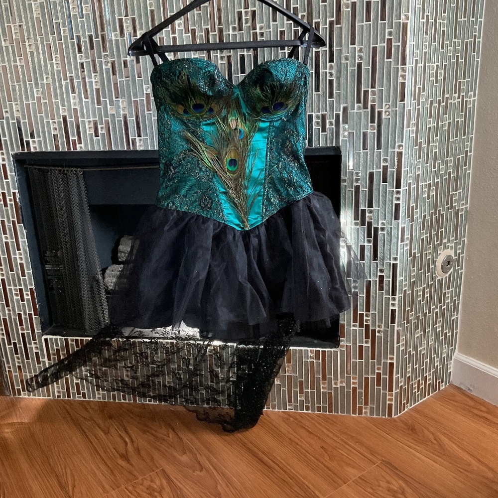 Corset Peacock Feathers and Tule